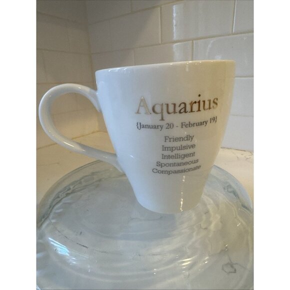 Ceramic World Market Aquarius Zodiac Astrological Star Sign Coffee Mug Tea Cup - Picture 1 of 15